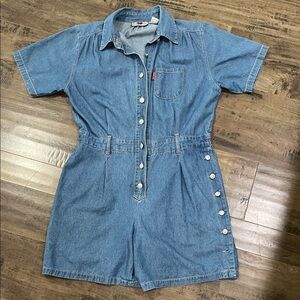 Vintage Gloria Vanderbilt Denim Button-Front Romper